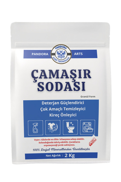 Pandora Arts Çamaşır Sodası Sodyum Karbonat Eco 2 Kg Çamaşır Deterjanı Ağartıcı Katkısı Kireç Önleyici