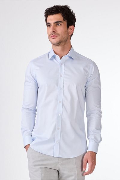 Dufy Cămașă cu mânecă lungă pentru bărbați, slim fit, cu guler clasic - 103149