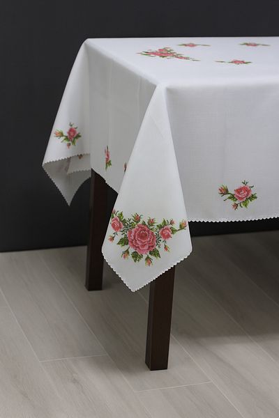 Cardea Exlusive Cross Stitch Printed Tablecloth 160x220