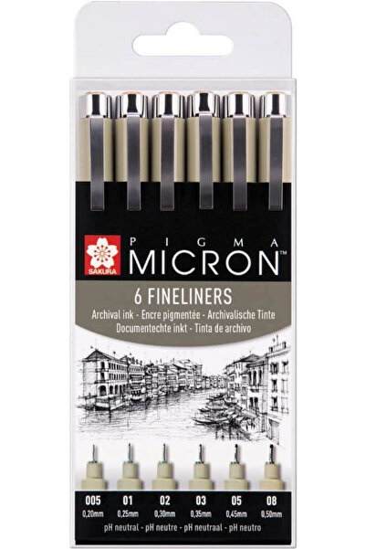 Sakura Pigma Micron 6'lı Teknik Çizim Kalemi / BPOXSDK6