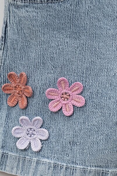 MixMax Bebe Kız Çocuk Çiçek Nakışlı Şort