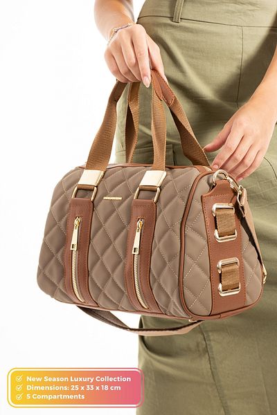 Just Polo Original Women's Cylinder Sports Model Quilted Large Volume Cross Strap Large Size Stylish Shoulder Bag