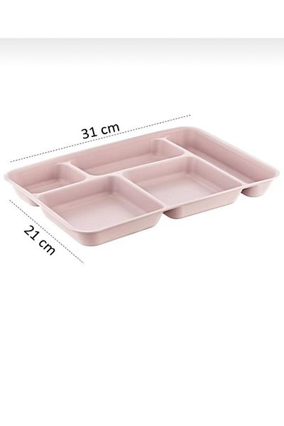 HOLLYHOME Table D'hôte 5-Compartment Luxury Plastic Picnic Food Service - 1 Table Powder, 21x31x3.5 cm