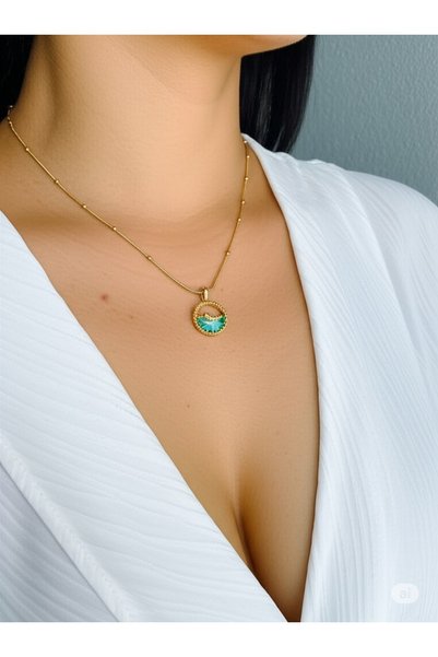 Misens 316L Steel Dolphin Detailed Gold Necklace