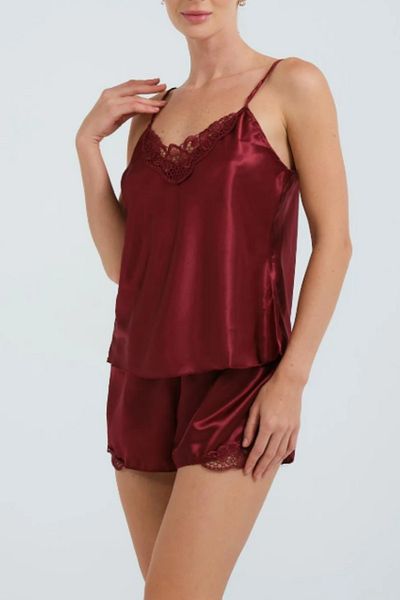 ZENCHES Set cămașă de noapte și rochie de damă burgundy Set pentru zestre