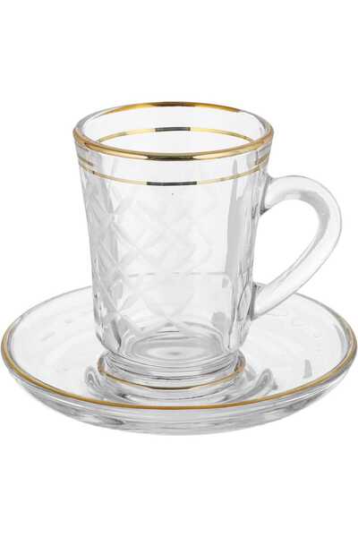 Alsaif Gallery Al Saif Gallery Max glass beads, patterned, with saucers, 12 pieces - clear