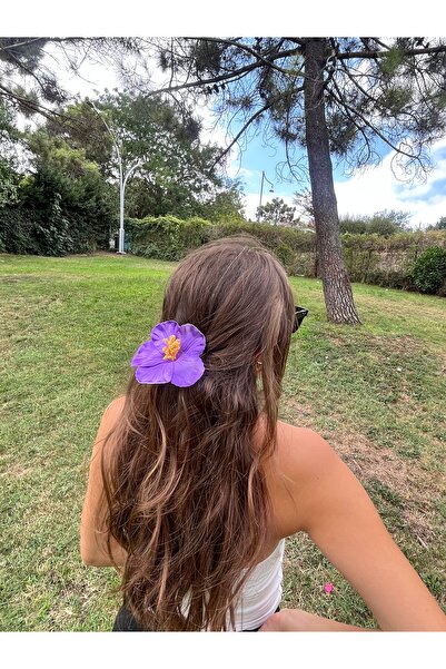 FloresDeCarnaval مشبك شعر أرجواني مزين بالزهور الاستوائية