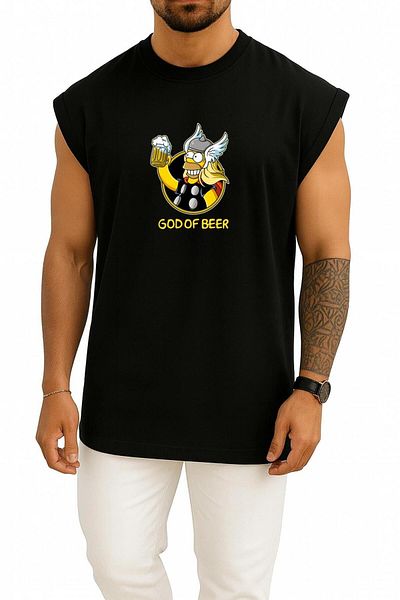 Bahriyeli Collection Oversize God of Beer Chest Design Unisex Sports Singlet