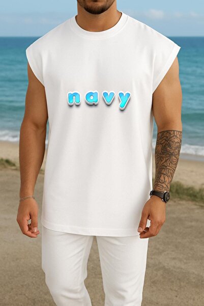 Bahriyeli Collection oversized Αθλητής με τυρκουάζ σχέδιο στήθους με ναυτικό ...