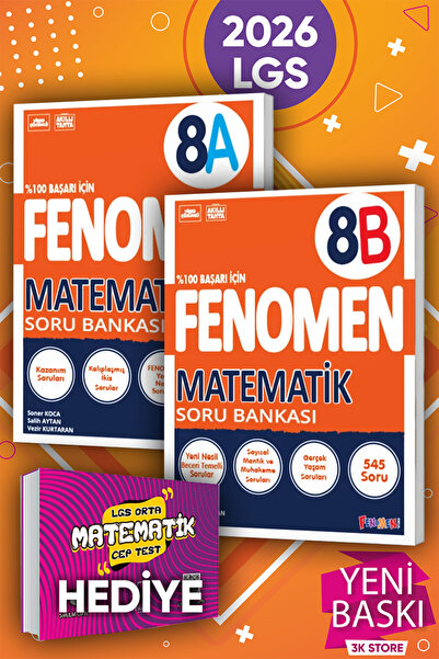Fenomen Yayıncılık 2026 LGS 8.Sınıf Matematik A ve B Soru Bankası 2li Set (Ka...