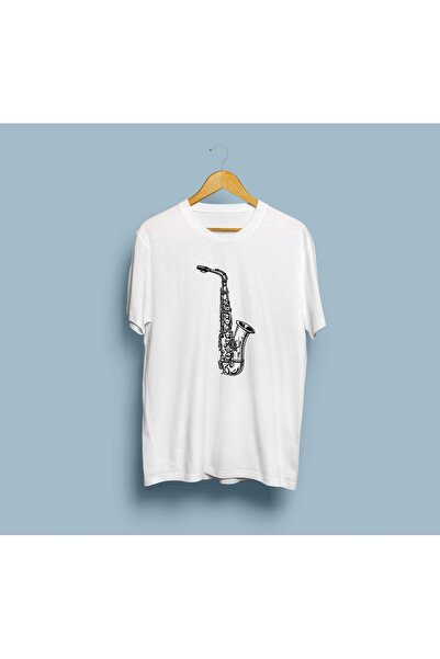 Generic Brand Μπλουζάκι Unisex με σχέδιο όργανου σαξόφωνου σε μεγάλο μέγεθος
