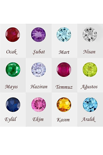 Papatya Silver 925 Ayar Gümüş Gold Kaplama Özel Tasarım Kalp Doğum Taşlı Mineli. Ekim Ayı Çiçeği,Ekim Ayı Isim Koly