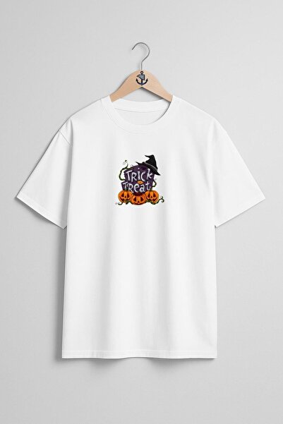 Bahriyeli Collection oversized Trick Or Treat Halloween Unisex T-Shirt με σχέ...