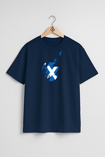 Bahriyeli Collection تي شيرت للجنسين بتصميم صدر علم اسكتلندا الاسكتلندي كبير ...