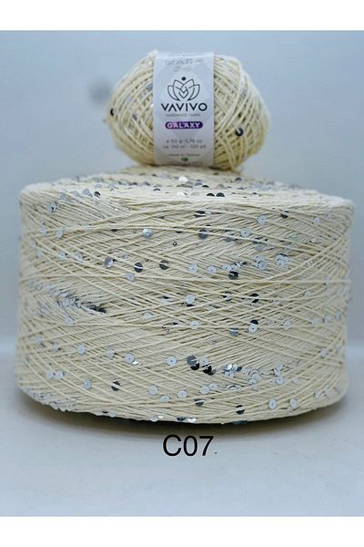 VAVIVO HANDKNITTING YARNS Vavivo Galaxy 3+6 mm Thick Pulled Sequence Sequence Hand Knitting Yarn and Bag Yarn