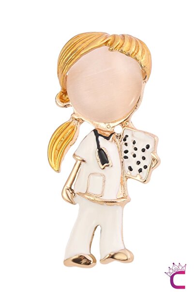 Cinderella Kadın Doktor Broş - Hediyelik Takı Aksesuar Charm Çanta Süsü Ceket Yaka İğnesi Rozeti Meslek Broşu