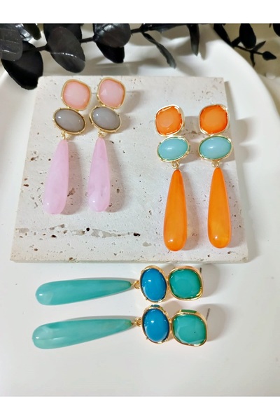 mos&more Mavi Sallantılı Uzun Şık Kadın Küpe