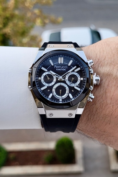 Ferrucci 41 Mm Kasası Metalik Kordonu Siyah Renk Göstergeleri Aktif Erkek Kol...