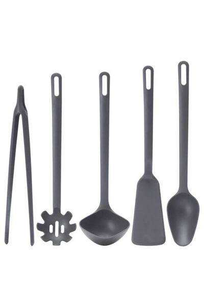 IKEA 5 Parça ,gri Kepçe-spatula Seti Mutfak Kepçe, Gri Renk