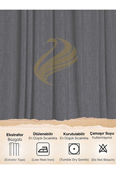Demor Home Night Black Linen Textured Pleated High Quality Background Curtain