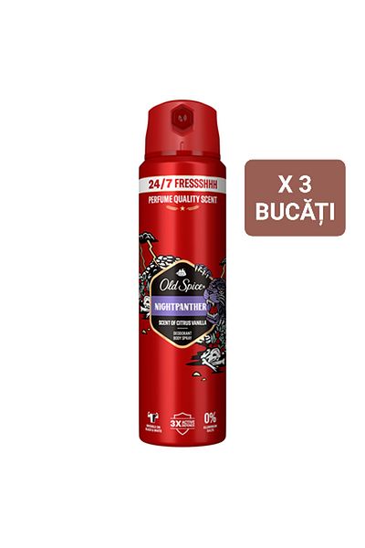 Old Spice Deodorant spray Old Spice Night Panther, 3 bucati x 150 ml