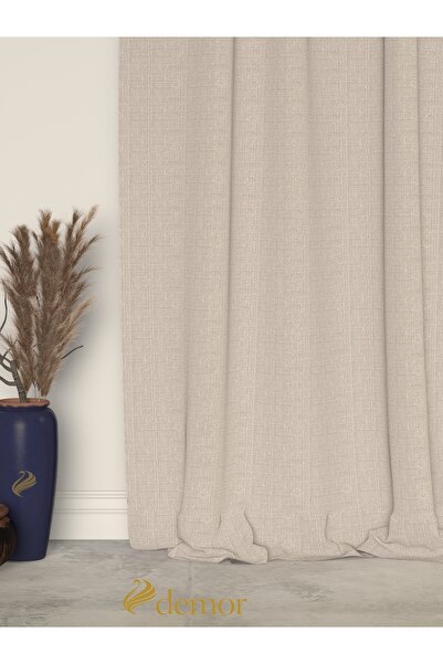 Demor Home Beach Stone Color Linen Textured Pleated High Quality Background Curtain