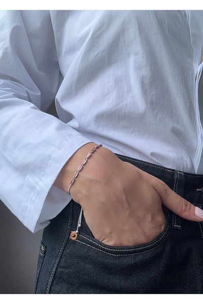 Ressia Pink Trapezoidal Stone Elevator Bracelet