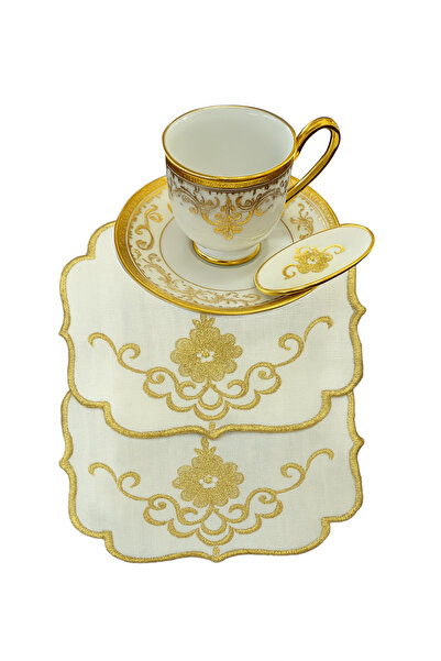 ZeynoÇeyiz (6 قطع) حامل تقديم القهوة من الكتان للكوكتيل