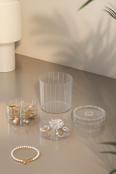 Pufwin Home 15 Compartments 3-Layer Transparent Jewelry Storage Box Anka Series