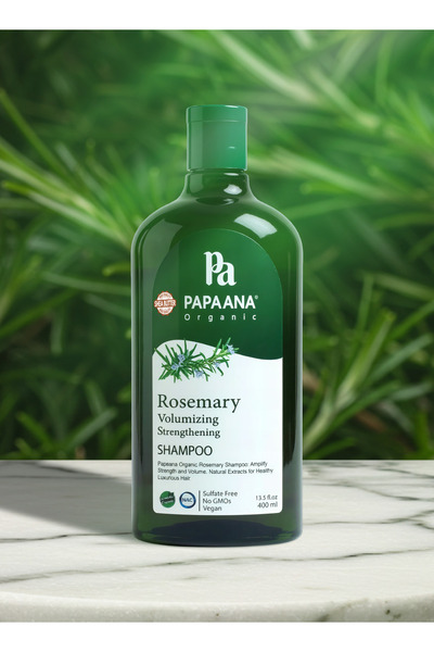 Papaana Organic شامبو بابانا أورجانيكس لتقوية الشعر بالروزماري وتكثيفه (400 مل)