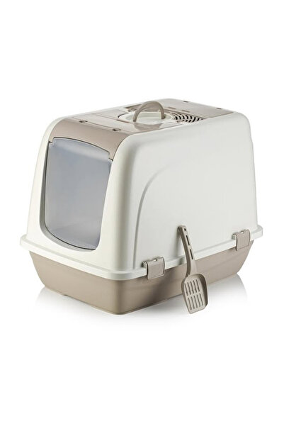 Petozi Kapalı Büyük Boy Kedi Tuvaleti XXL 52x66x46cm Elekli Paspas Hediyeli