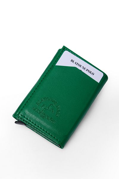 Blatoune Polo Rfid Protected Grass Green Women's Automatic Mechanism Anti-Theft Money Compartment Card Holder Wallet