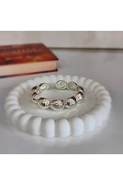 ByNeval Gümüs Rengi Kelepçe Bilezik