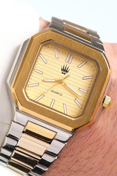 WATCHOFROYAL Kratos Silver Gold Yellow Steel Wrist Watch