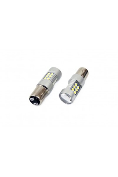 AMIO Set de 2 becuri auto LED P21/5W (BAY15D) cu 24SMD și lupă 12v/24v 800lm alb
