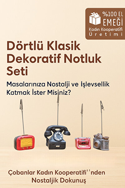 Çobanlar Kadın Kooperatifi Notluk Radyo Telefon Daktilo Fotoğraf Makinası Dörtlü Set