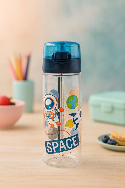 MasterCar Uzay Desenli Pipetli Suluk 500 Ml, Pipetli Matara 500 ml Gıda İle T...