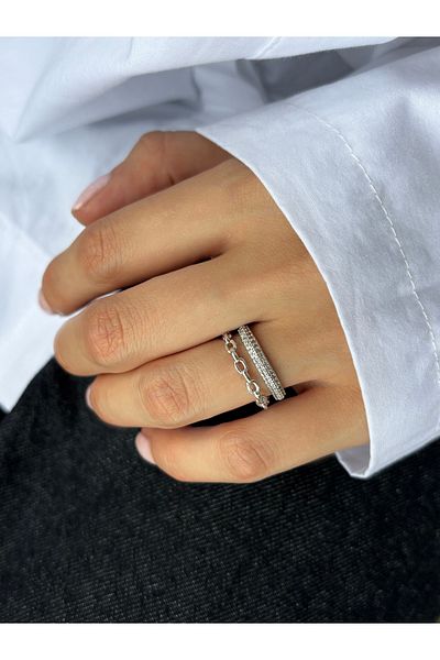 Ressia Thin Stone Double Row Model Ring