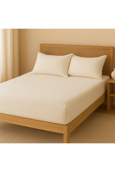 sutra 100% Cotton Muslin Fabric Double Fitted Sheet Set