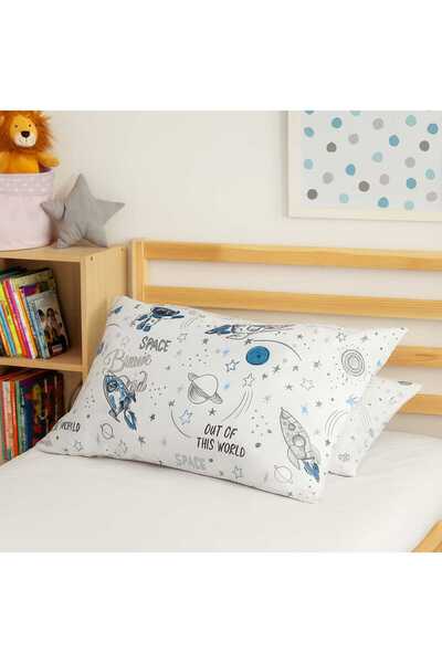 Bebek Özel Children Adult Pillow Case 50X70 cm (2 Pieces) Space Astronaut Navy Blue Starry