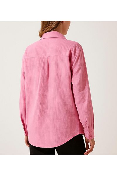 Mixray Oversize Pocketed Muslin Women's Shirt