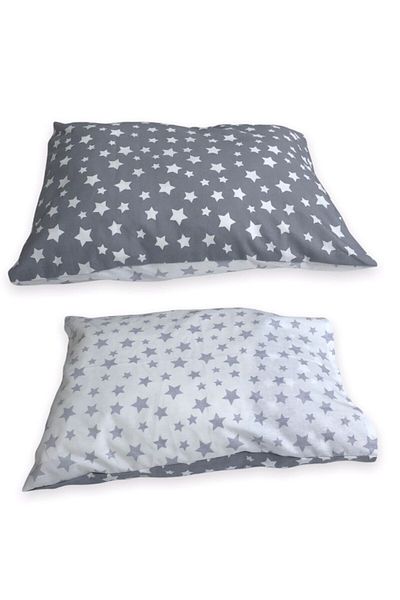 Bebek Özel Child Adult Pillow Case 50x70 Cm (2 Pieces) Gray And White Stars