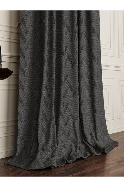 OnyxHome Madrid Linen Beard Background Curtain Anthracite Gray