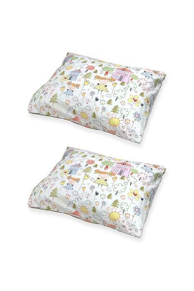 Bebek Özel 2 Pieces 100% Cotton Baby Pillow Case - 35x45 Sweet Drawings