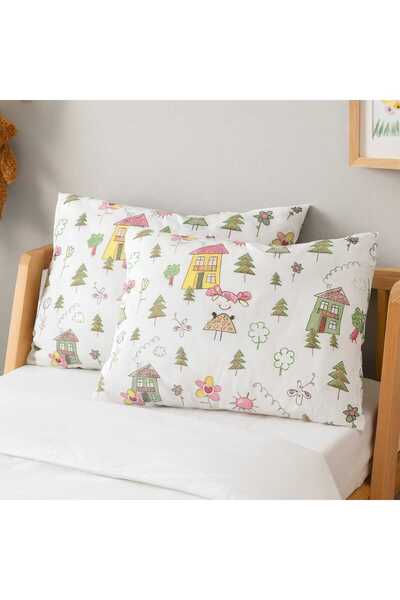 Bebek Özel %100 Pamuklu Bebek Çocuk Yastık Kılıfı 35x45 (2 ADET) Tatlı Çizimler