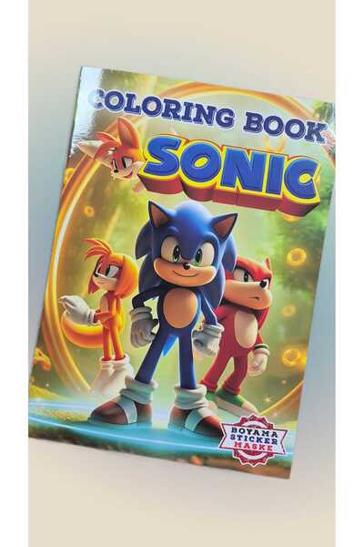 Coloring Book Sonic Boyama Kitabı Stickerlı Arka Kapak Kesilerek Maskeli Boya...