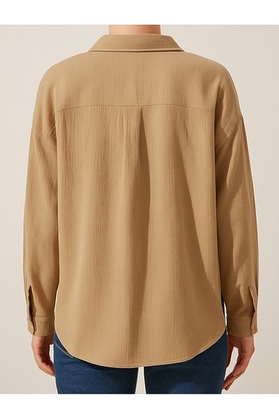 Mixray Oversize Pocketed Muslin Women's Shirt