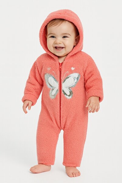 Baby Blue Babyblue Winter Jumpsuit - Sequin Butterfly Embroidery, Hat Without...