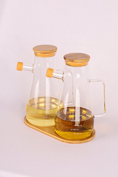 Paçi Vakumlu Kapaklı Borosilikat Cam Yağlık Sirkelik Bambu Altlık 3'lü Set Pç4446