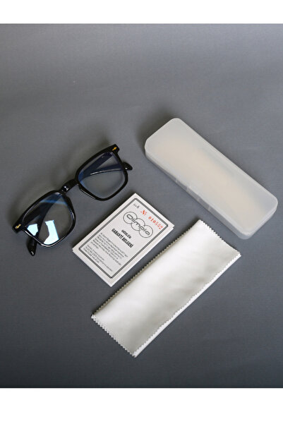 Olimpia Mavi Işık Koruyucu Blueblock Retro Şık Siyah Kare Gözlük, Altın Renk ...